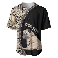 Custom Pug Dog Baseball Jersey With Polynesian Tribal Tattoo LT6 - Wonder Print Shop