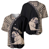 Custom Pug Dog Baseball Jersey With Polynesian Tribal Tattoo LT6 - Wonder Print Shop