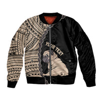 Custom Pug Dog Bomber Jacket With Polynesian Tribal Tattoo LT6 - Wonder Print Shop