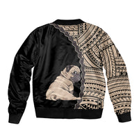 Custom Pug Dog Bomber Jacket With Polynesian Tribal Tattoo LT6 - Wonder Print Shop