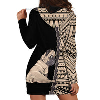 Custom Pug Dog Hoodie Dress With Polynesian Tribal Tattoo LT6 - Wonder Print Shop