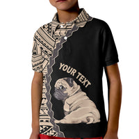 Custom Pug Dog Kid Polo Shirt With Polynesian Tribal Tattoo LT6 - Wonder Print Shop
