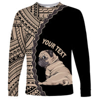 Custom Pug Dog Long Sleeve Shirt With Polynesian Tribal Tattoo LT6 - Wonder Print Shop