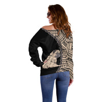 Custom Pug Dog Off Shoulder Sweater With Polynesian Tribal Tattoo LT6 - Wonder Print Shop