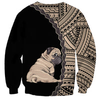 Custom Pug Dog Sweatshirt With Polynesian Tribal Tattoo LT6 - Wonder Print Shop