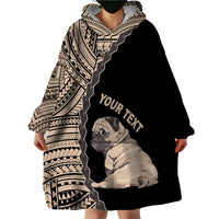 Custom Pug Dog Wearable Blanket Hoodie With Polynesian Tribal Tattoo LT6 - Wonder Print Shop