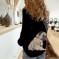 Custom Pug Dog Women Casual Shirt With Polynesian Tribal Tattoo LT6 - Wonder Print Shop