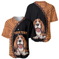Custom Basset Hound Dog Baseball Jersey With Polynesian Tribal Tattoo LT6 - Wonder Print Shop