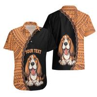 Custom Basset Hound Dog Hawaiian Shirt With Polynesian Tribal Tattoo LT6 - Wonder Print Shop
