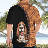 Custom Basset Hound Dog Hawaiian Shirt With Polynesian Tribal Tattoo LT6 - Wonder Print Shop