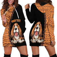 Custom Basset Hound Dog Hoodie Dress With Polynesian Tribal Tattoo LT6 - Wonder Print Shop