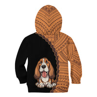 Custom Basset Hound Dog Kid Hoodie With Polynesian Tribal Tattoo LT6 - Wonder Print Shop