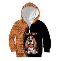 Custom Basset Hound Dog Kid Hoodie With Polynesian Tribal Tattoo LT6 - Wonder Print Shop