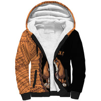 Custom Basset Hound Dog Sherpa Hoodie With Polynesian Tribal Tattoo LT6 - Wonder Print Shop