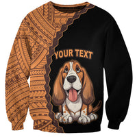 Custom Basset Hound Dog Sweatshirt With Polynesian Tribal Tattoo LT6 - Wonder Print Shop