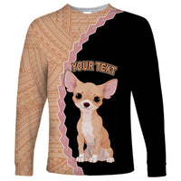 Custom Chihuahua Dog Long Sleeve Shirt With Polynesian Tribal Tattoo LT6 - Wonder Print Shop