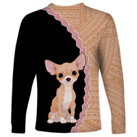 Custom Chihuahua Dog Long Sleeve Shirt With Polynesian Tribal Tattoo LT6 - Wonder Print Shop