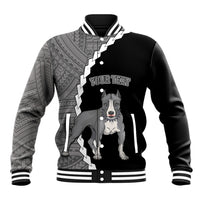Custom Pitbull Dog Baseball Jacket With Polynesian Tribal Tattoo LT6 - Wonder Print Shop