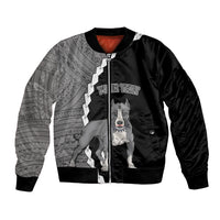 Custom Pitbull Dog Bomber Jacket With Polynesian Tribal Tattoo LT6 - Wonder Print Shop