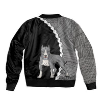 Custom Pitbull Dog Bomber Jacket With Polynesian Tribal Tattoo LT6 - Wonder Print Shop