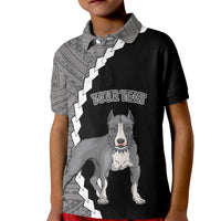 Custom Pitbull Dog Kid Polo Shirt With Polynesian Tribal Tattoo LT6 - Wonder Print Shop