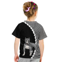 Custom Pitbull Dog Kid T Shirt With Polynesian Tribal Tattoo LT6 - Wonder Print Shop