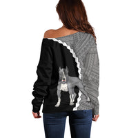 Custom Pitbull Dog Off Shoulder Sweater With Polynesian Tribal Tattoo LT6 - Wonder Print Shop