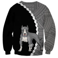 Custom Pitbull Dog Sweatshirt With Polynesian Tribal Tattoo LT6 - Wonder Print Shop