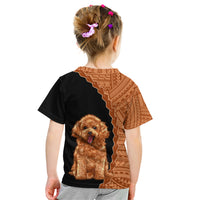 Custom Poodle Dog Kid T Shirt With Polynesian Tribal Tattoo LT6 - Wonder Print Shop