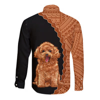 Custom Poodle Dog Long Sleeve Button Shirt With Polynesian Tribal Tattoo LT6 - Wonder Print Shop