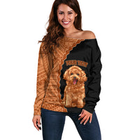 Custom Poodle Dog Off Shoulder Sweater With Polynesian Tribal Tattoo LT6 - Wonder Print Shop