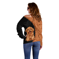 Custom Poodle Dog Off Shoulder Sweater With Polynesian Tribal Tattoo LT6 - Wonder Print Shop