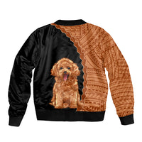 Custom Poodle Dog Sleeve Zip Bomber Jacket With Polynesian Tribal Tattoo LT6 - Wonder Print Shop