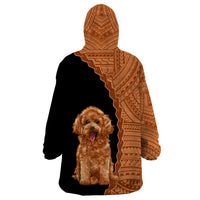 Custom Poodle Dog Wearable Blanket Hoodie With Polynesian Tribal Tattoo LT6 - Wonder Print Shop