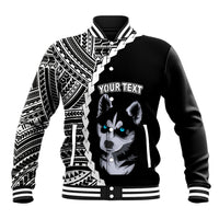 Custom Husky Dog Baseball Jacket With Polynesian Tribal Tattoo LT6 - Wonder Print Shop