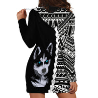 Custom Husky Dog Hoodie Dress With Polynesian Tribal Tattoo LT6 - Wonder Print Shop
