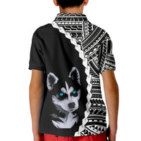 Custom Husky Dog Kid Polo Shirt With Polynesian Tribal Tattoo LT6 - Wonder Print Shop