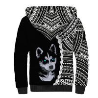 Custom Husky Dog Sherpa Hoodie With Polynesian Tribal Tattoo LT6 - Wonder Print Shop