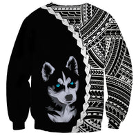 Custom Husky Dog Sweatshirt With Polynesian Tribal Tattoo LT6 - Wonder Print Shop