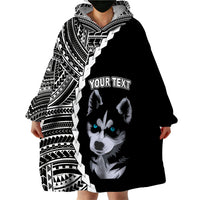 Custom Husky Dog Wearable Blanket Hoodie With Polynesian Tribal Tattoo LT6 - Wonder Print Shop