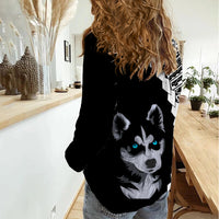 Custom Husky Dog Women Casual Shirt With Polynesian Tribal Tattoo LT6 - Wonder Print Shop