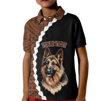 Custom German Shepherd Dog Kid Polo Shirt With Polynesian Tribal Tattoo LT6 - Wonder Print Shop