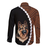 Custom German Shepherd Dog Long Sleeve Button Shirt With Polynesian Tribal Tattoo LT6 - Wonder Print Shop