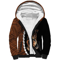 Custom German Shepherd Dog Sherpa Hoodie With Polynesian Tribal Tattoo LT6 - Wonder Print Shop