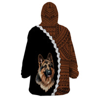 Custom German Shepherd Dog Wearable Blanket Hoodie With Polynesian Tribal Tattoo LT6 - Wonder Print Shop