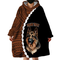 Custom German Shepherd Dog Wearable Blanket Hoodie With Polynesian Tribal Tattoo LT6 - Wonder Print Shop