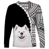 Custom Samoyed Dog Long Sleeve Shirt With Polynesian Tribal Tattoo LT6 - Wonder Print Shop