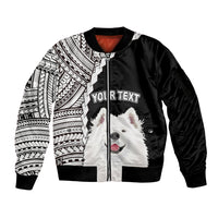 Custom Samoyed Dog Sleeve Zip Bomber Jacket With Polynesian Tribal Tattoo LT6 - Wonder Print Shop