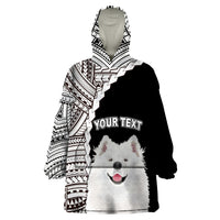 Custom Samoyed Dog Wearable Blanket Hoodie With Polynesian Tribal Tattoo LT6 - Wonder Print Shop