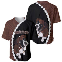Custom Boxer Dog Baseball Jersey With Polynesian Tribal Tattoo LT6 - Wonder Print Shop